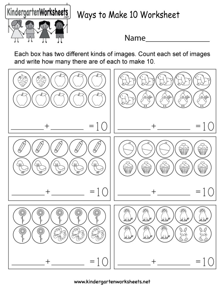 Ways To Make 10 Kindergarten Worksheets
