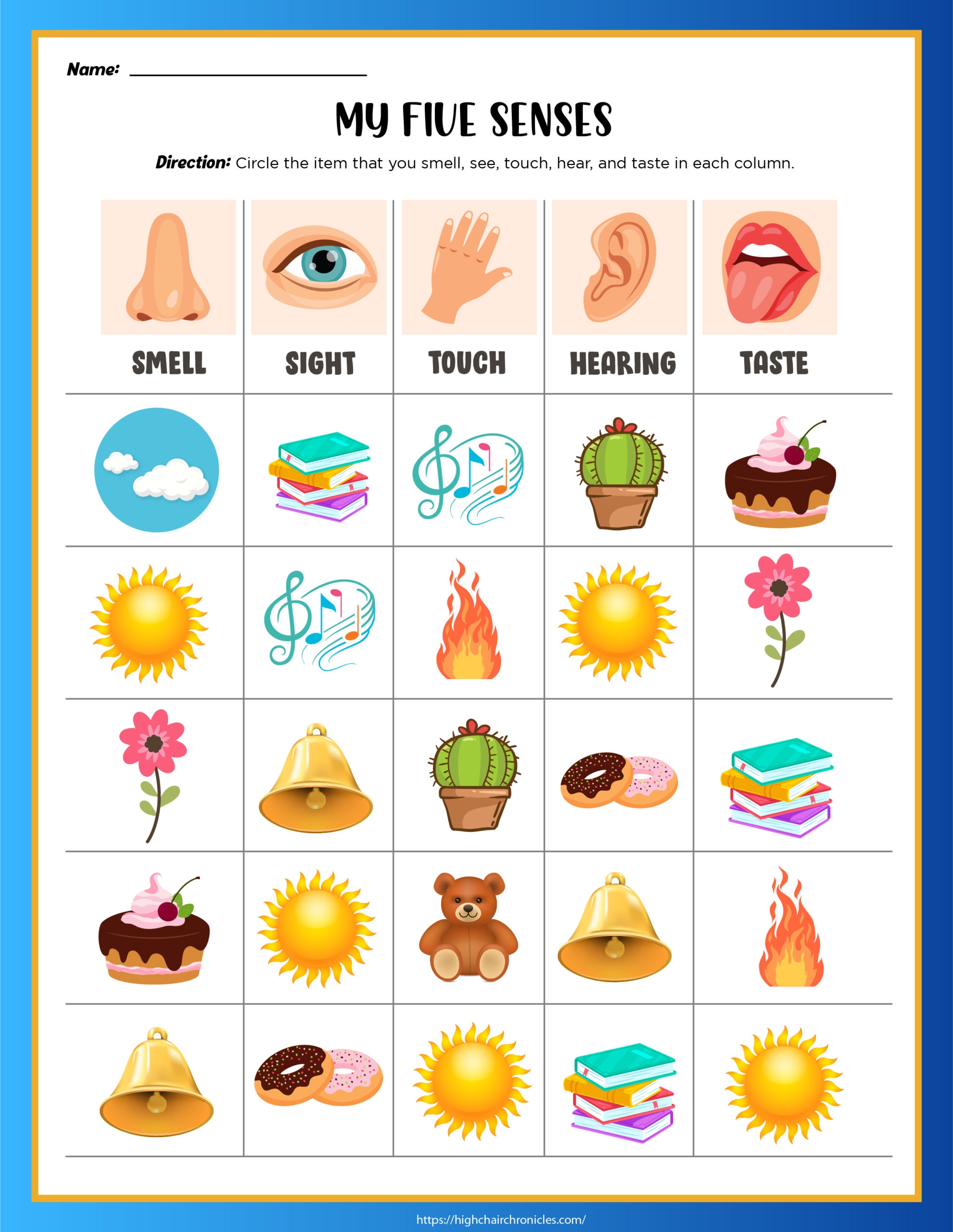 5 Senses Worksheets For Preschool And Kindergarten Free Printable High Chair Chronicles - 5 Senses Kindergarten Worksheet