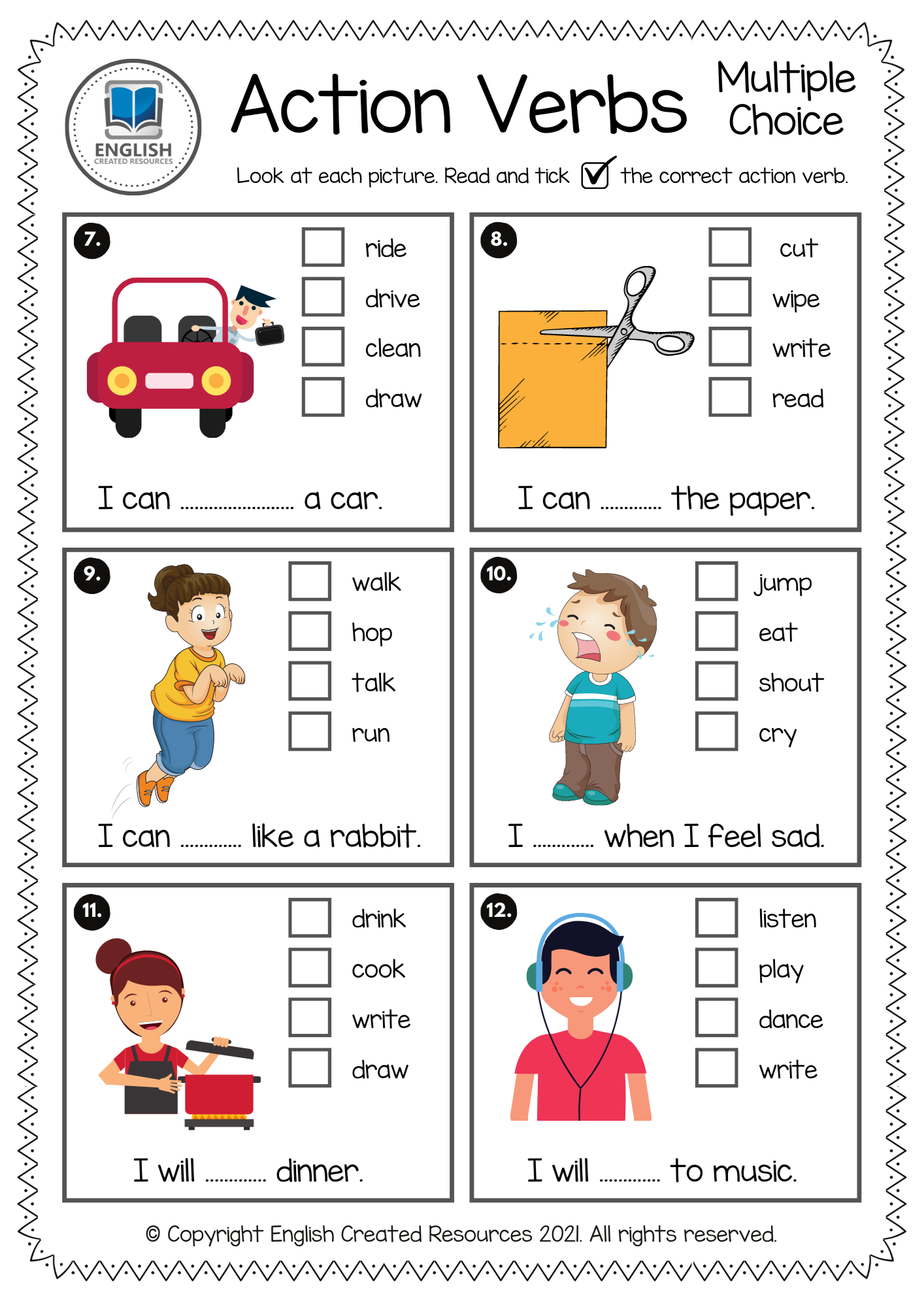 Action Verbs Activity Book English Created Resources - Action Words Worksheet For Kindergarten Pdf