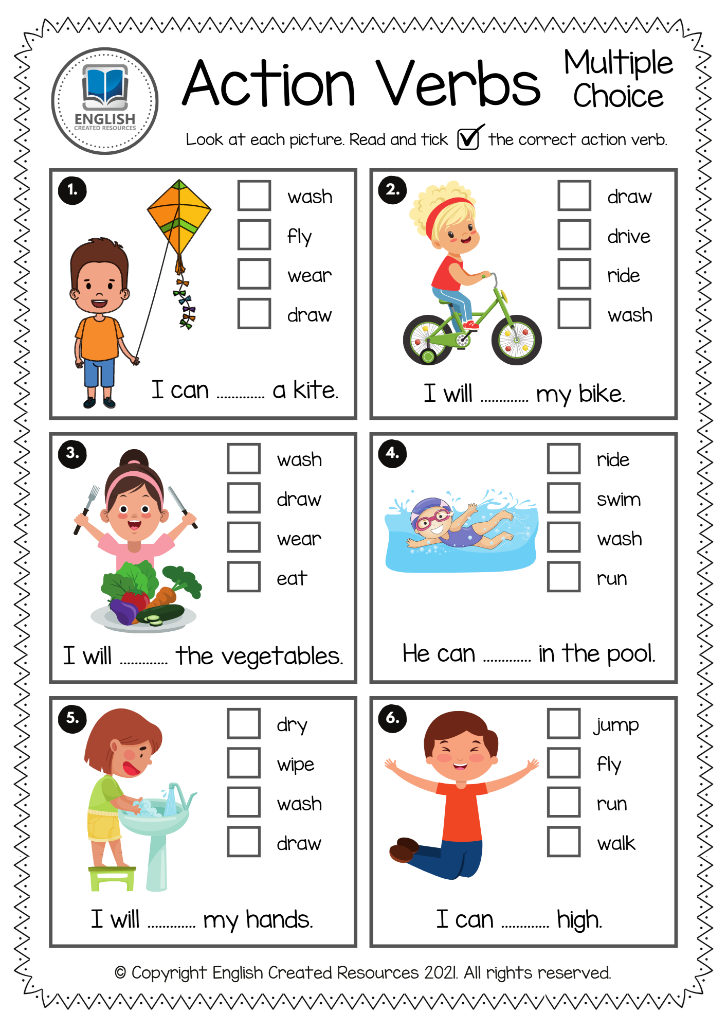 Action Words Worksheet For Kindergarten Pdf
