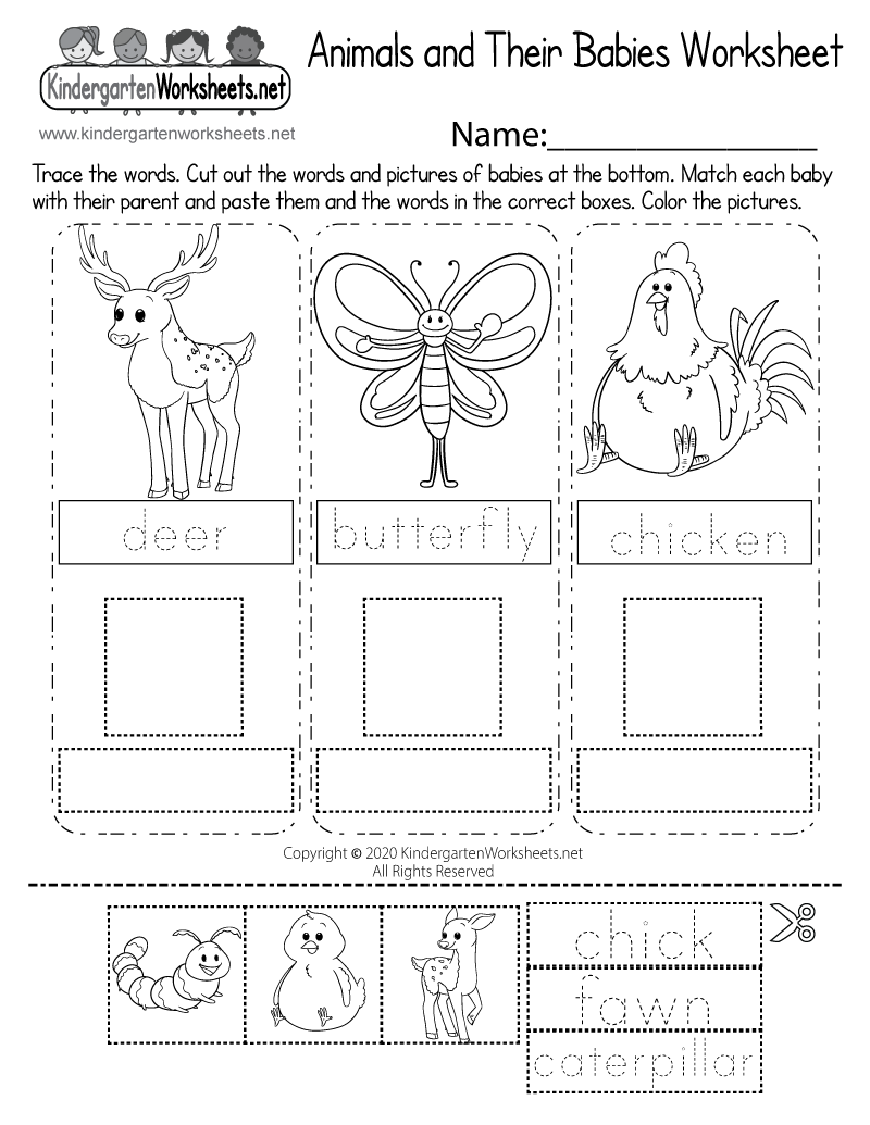 Animals And Their Babies Worksheet Free Printable Digital PDF - Animals Worksheet For Kindergarten Pdf