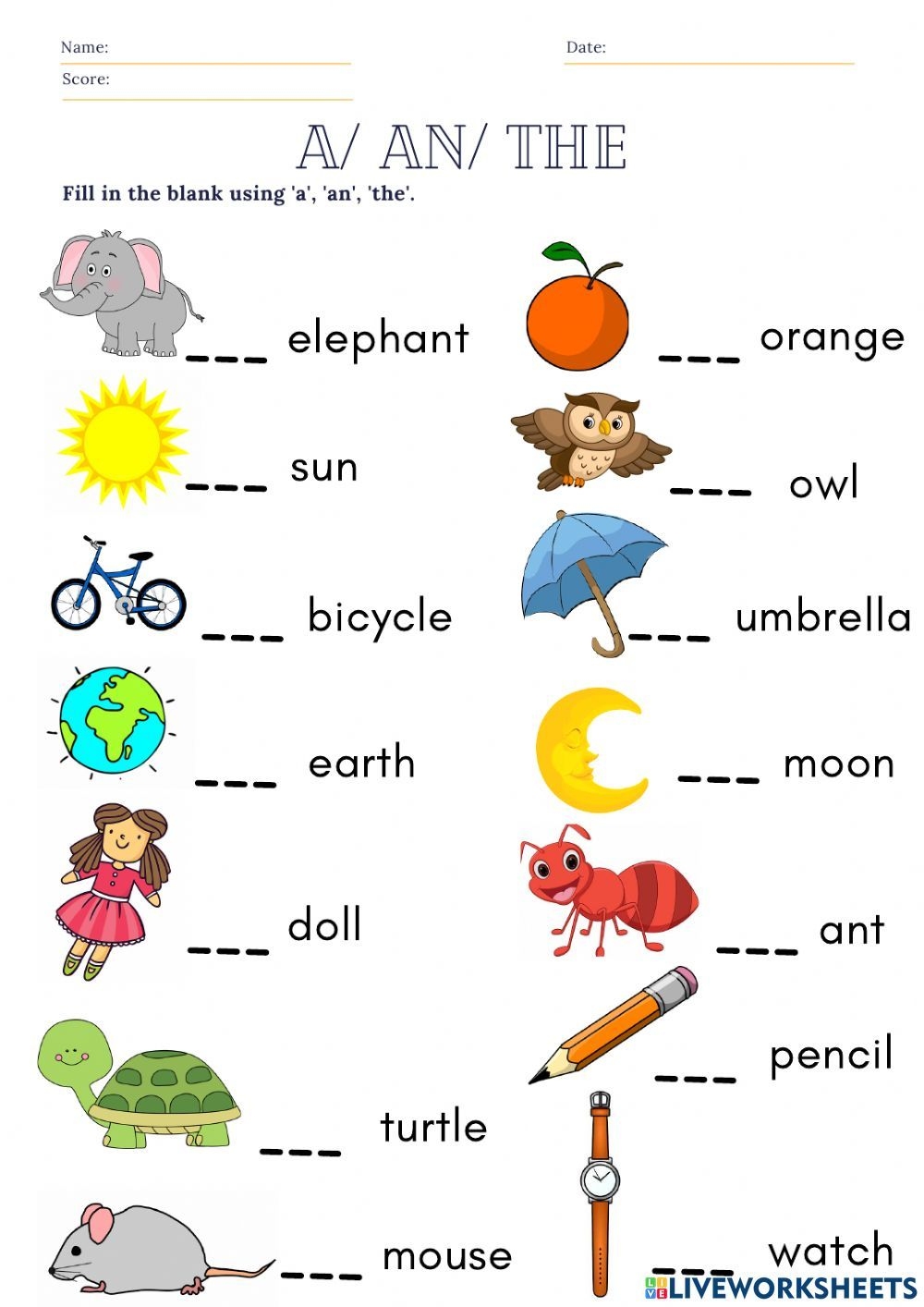 Articles Worksheet For Kg Kindergarten Worksheets