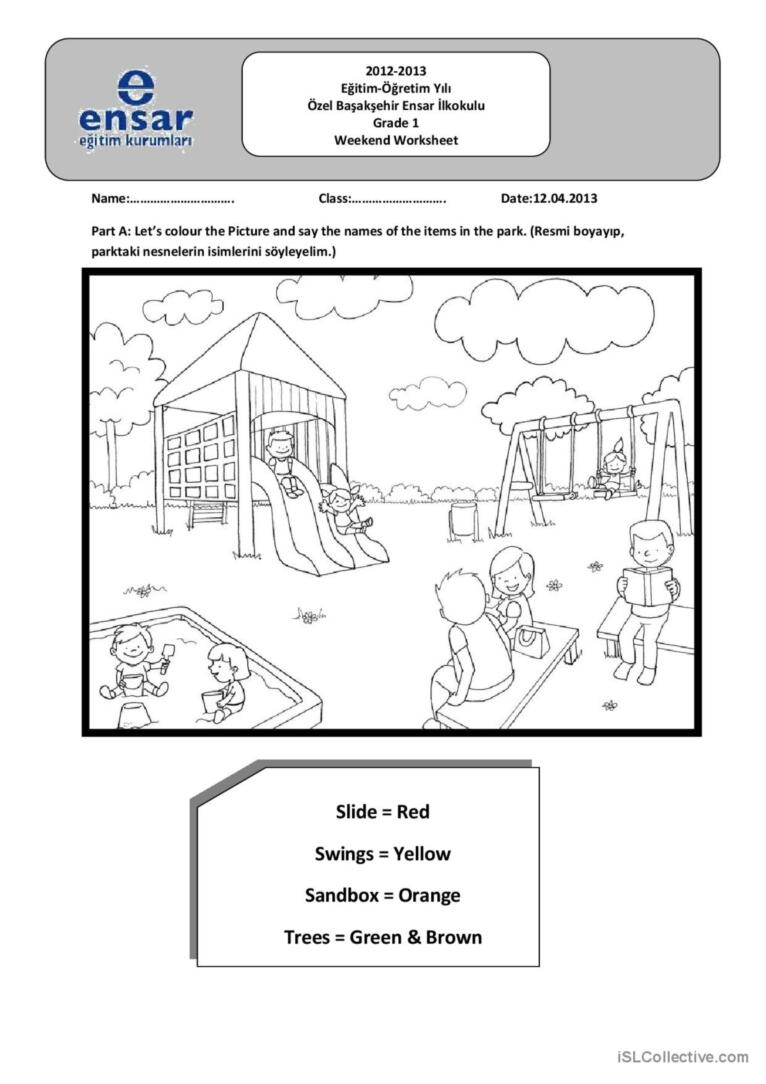 At The Park Worksheets Kindergarten - Kindergarten Worksheets