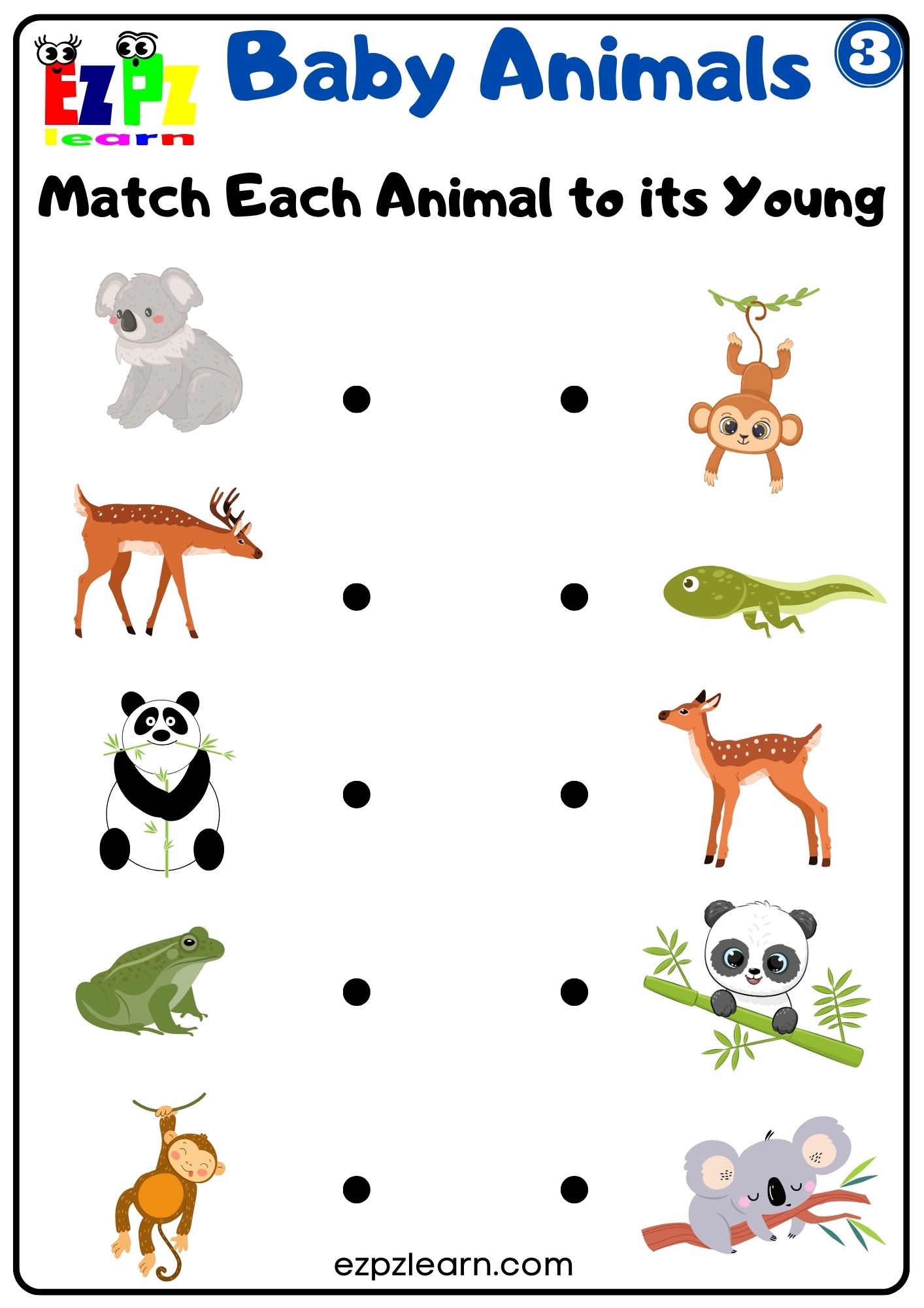 Animals And Their Young Worksheet For Kindergarten - Kindergarten