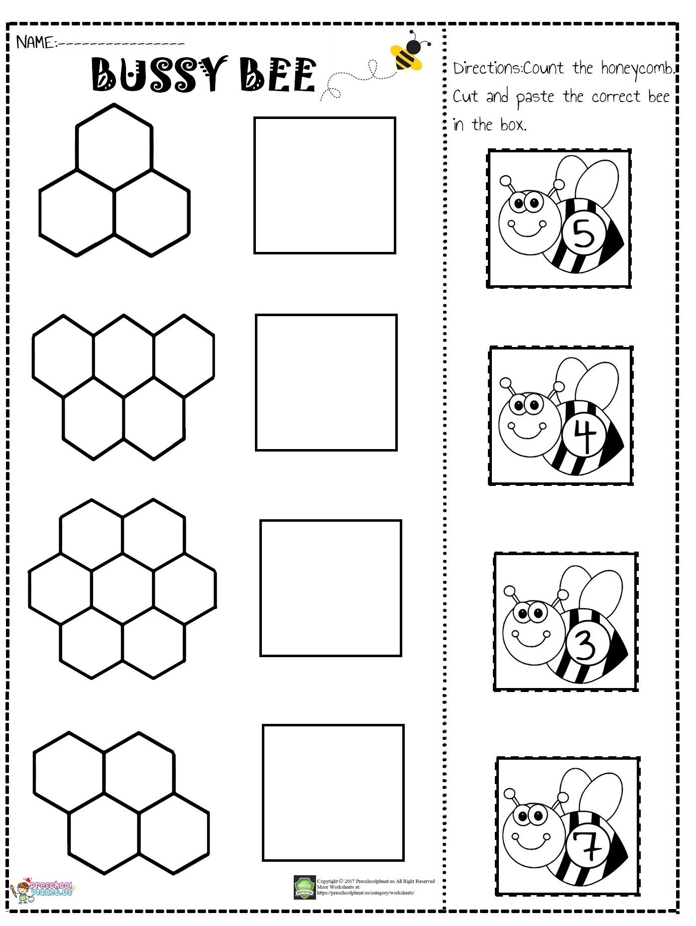 Bee Worksheets For Kindergarten Kindergarten Worksheets