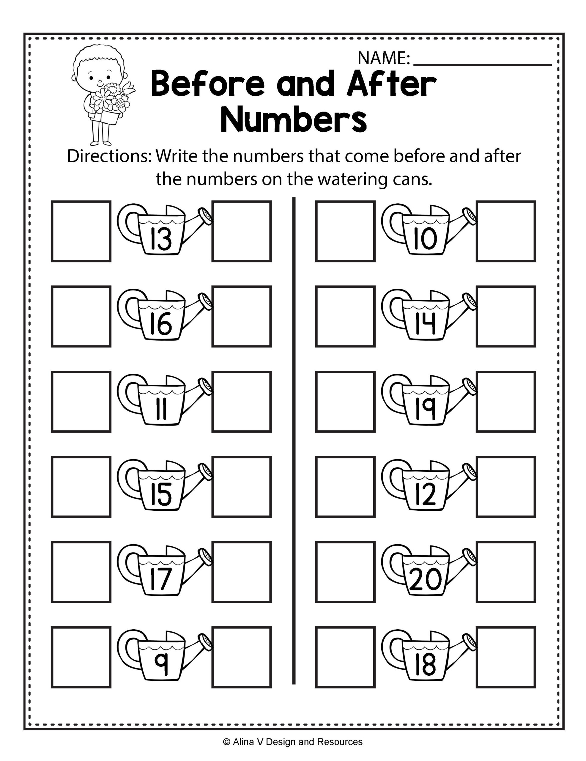 Before And After Numbers Spring Math Worksheets And Activities For Prescho Spring Math Worksheets Free Printable Math Worksheets Kindergarten Math Worksheets - Before After Between Numbers Worksheets For Kindergarten