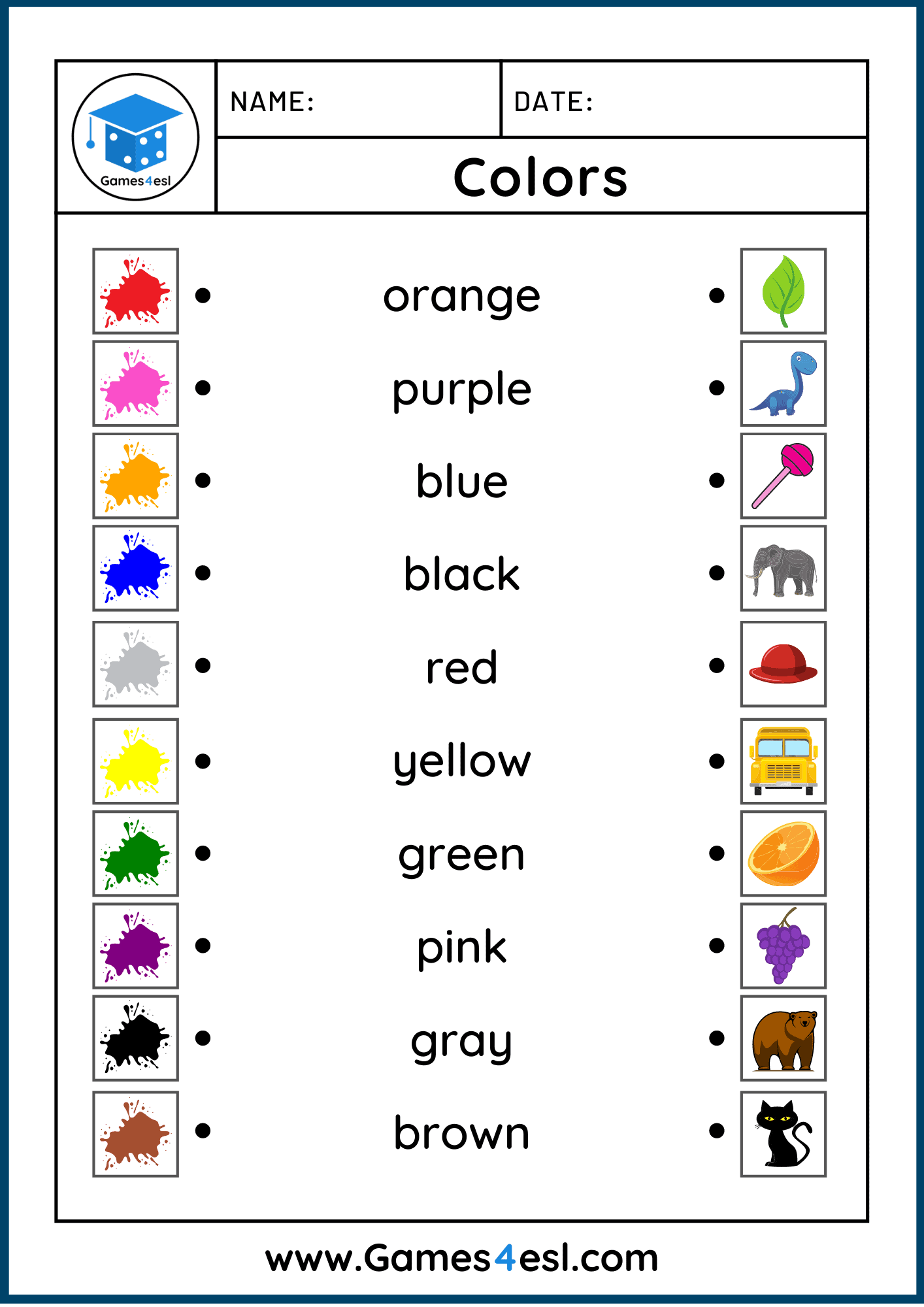 Colors Worksheets Free Worksheets For Teaching Colors Games4esl - Color Activities For Kindergarten Pdf