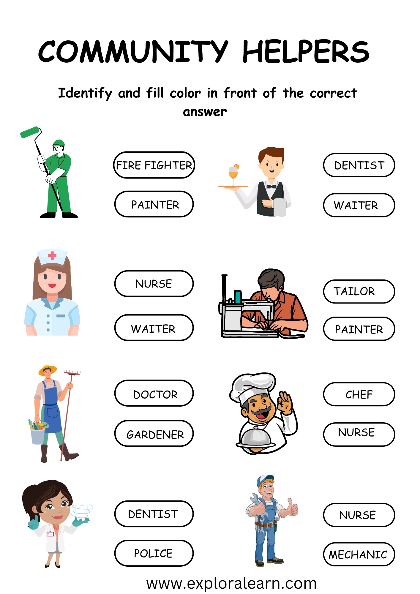 Free Printable Kindergarten Worksheets On Community Helpers