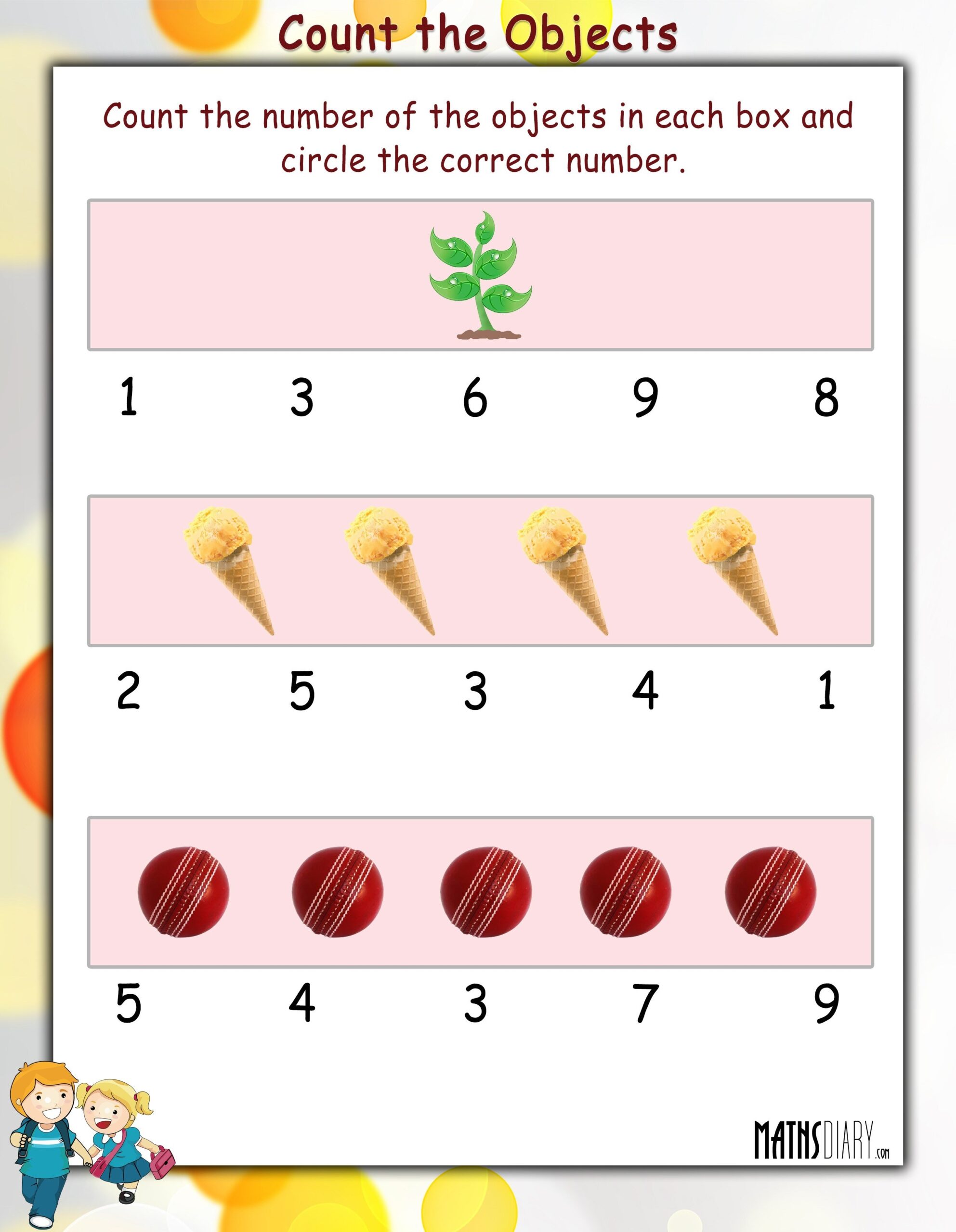 Count The Objects In Each Box And Circle The Answer Math Worksheets MathsDiary