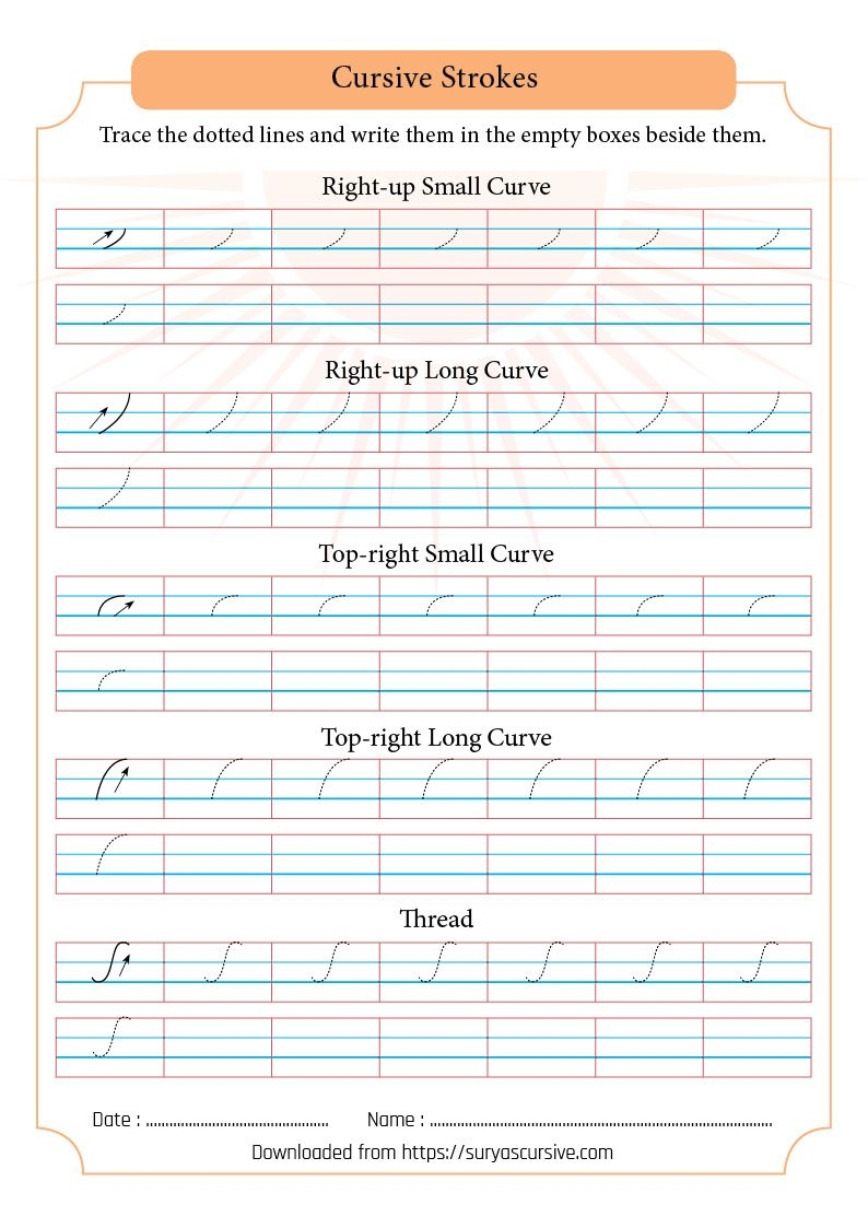 Cursive Strokes Worksheet SuryasCursive Cursive Writing Practice Sheets Learning Cursive Cursive Writing Worksheets - Cursive Writing Worksheets For Ukg
