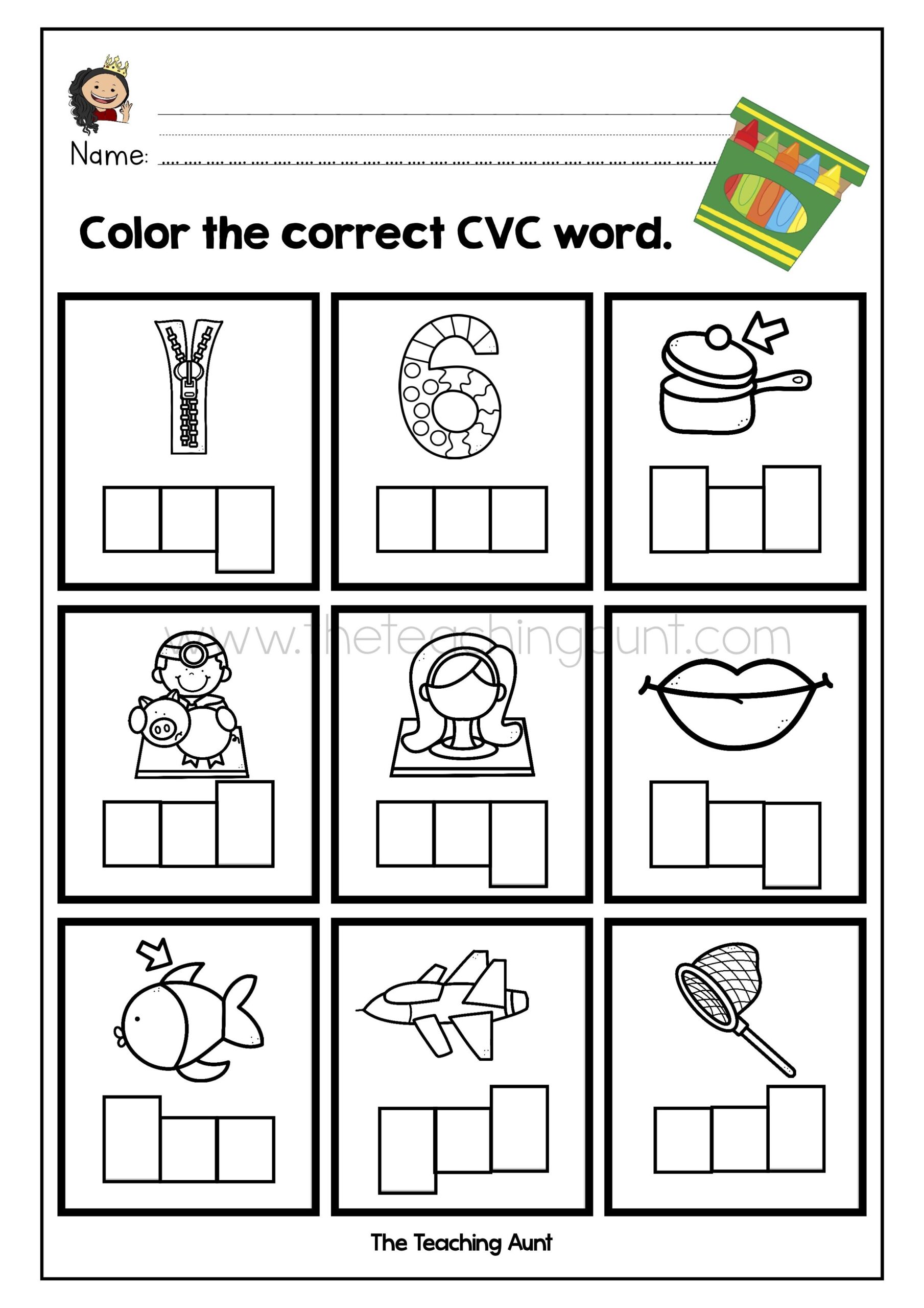 CVC Words Worksheets For Kindergarten The Teaching Aunt Cvc Worksheets Cvc Words Worksheets Cvc Words - 4 Letter Words Worksheets For Kindergarten Pdf