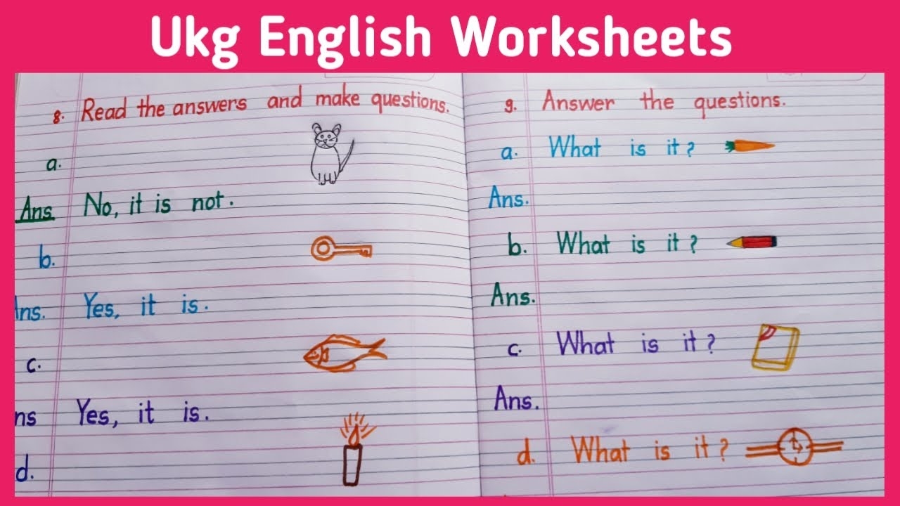 English Worksheet For Ukg Class