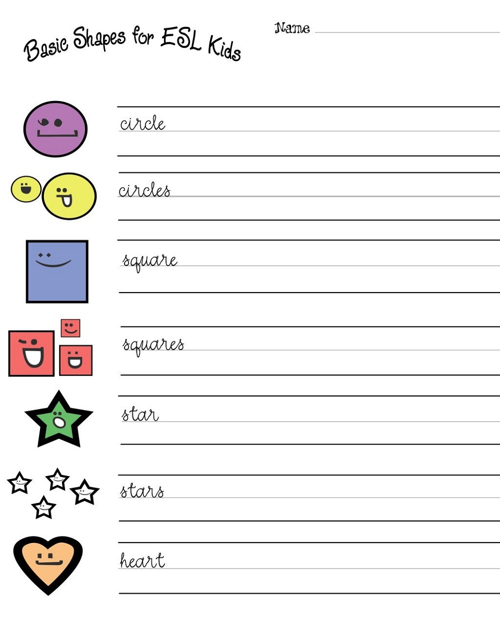 Esl Worksheets For Kindergarten