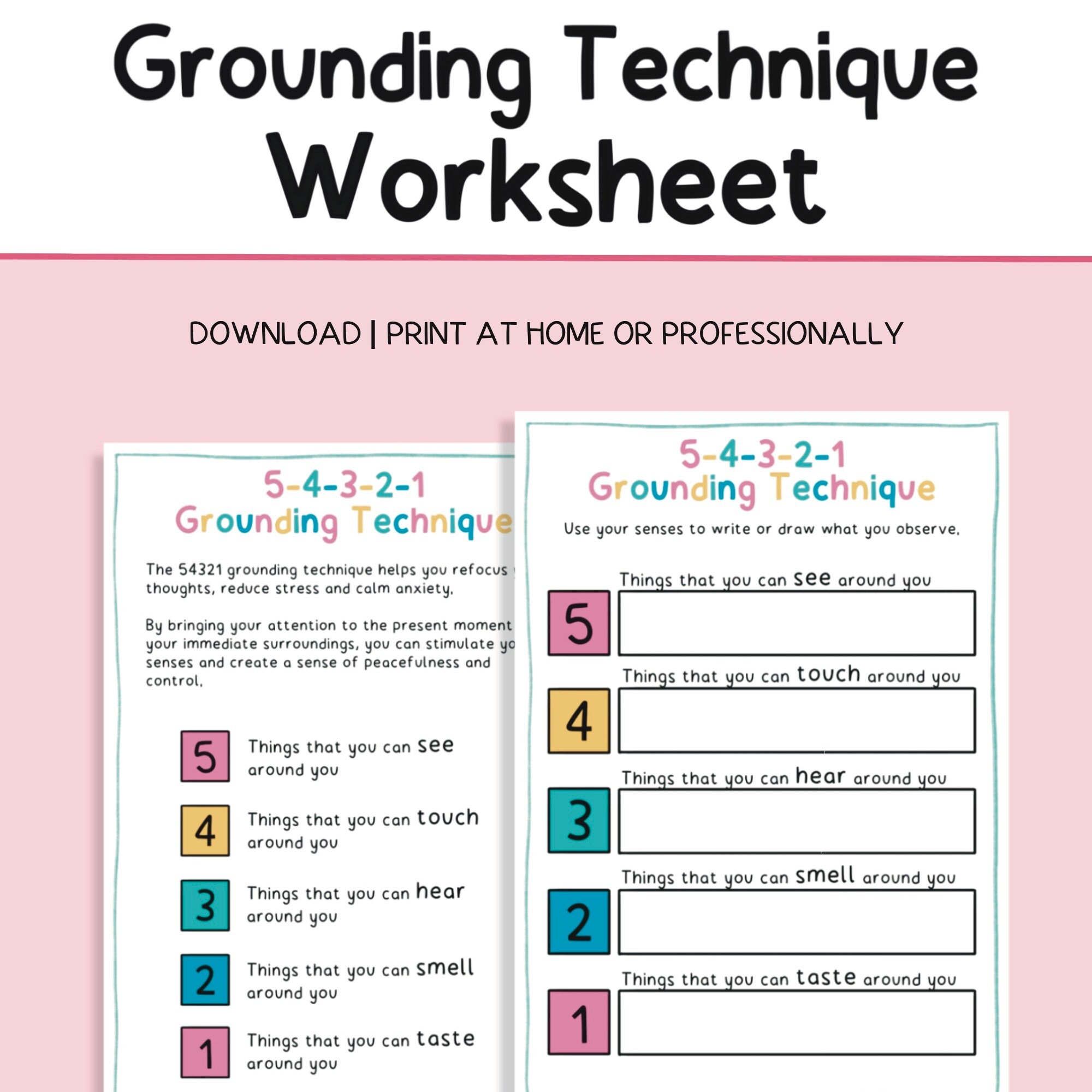 Grounding Techniques For Kids Worksheet - Kindergarten Worksheets