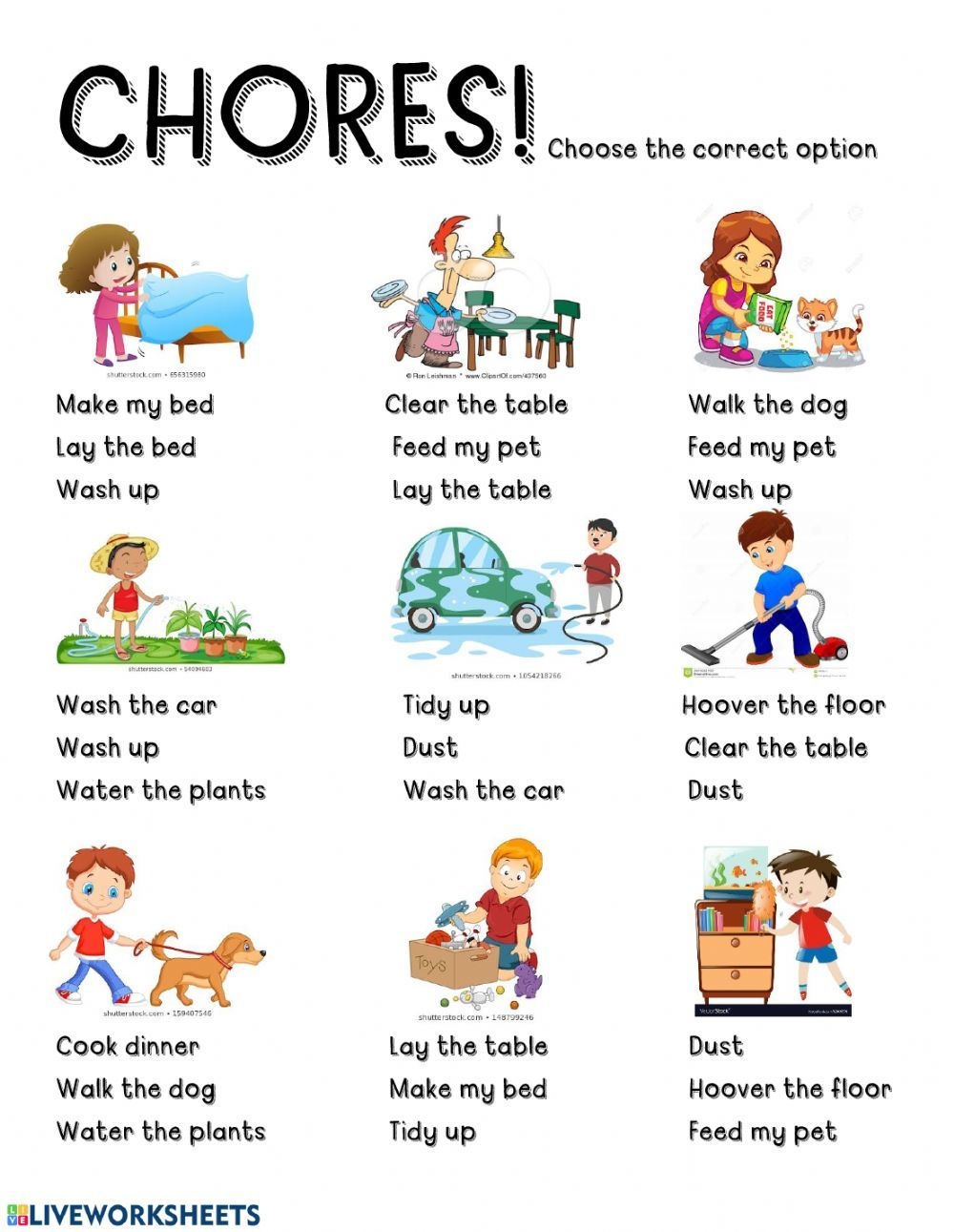 Household Chores Interactive Worksheet English Conversation For Kids English Lessons For Kids Learning English For Kids - Chores Worksheet For Kindergarten