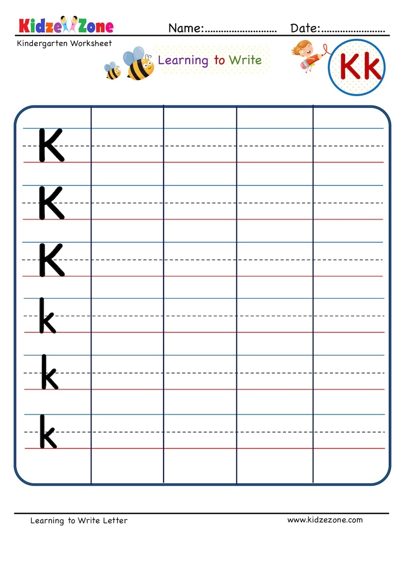 Alphabet Writing Practice For Kindergarten