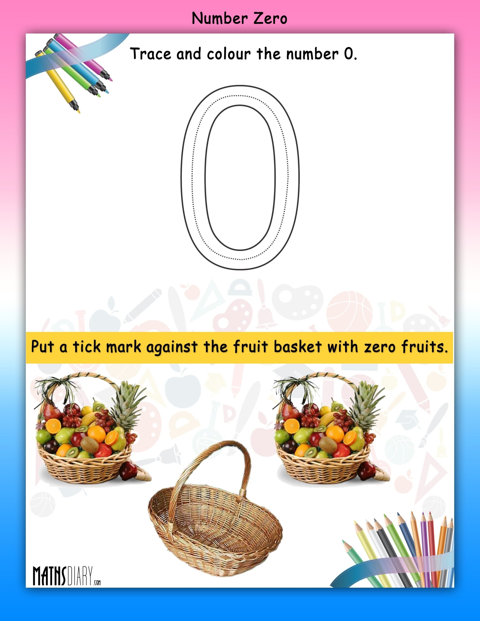 Numbers Nursery Math Worksheets - Concept Of Zero Worksheet For Kindergarten