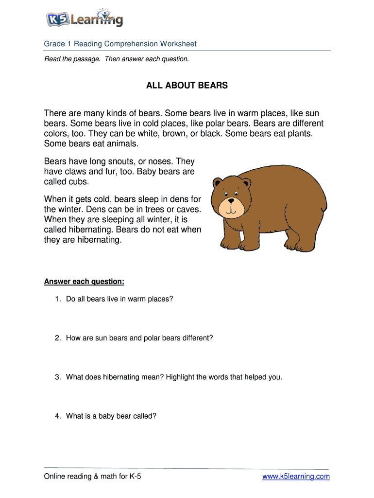 Daily Reading Comprehension Kindergarten Pdf