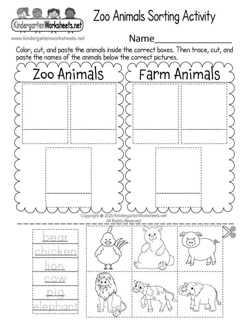 Zoo Animals Sorting Activity Worksheet Free Printable Digital PDF