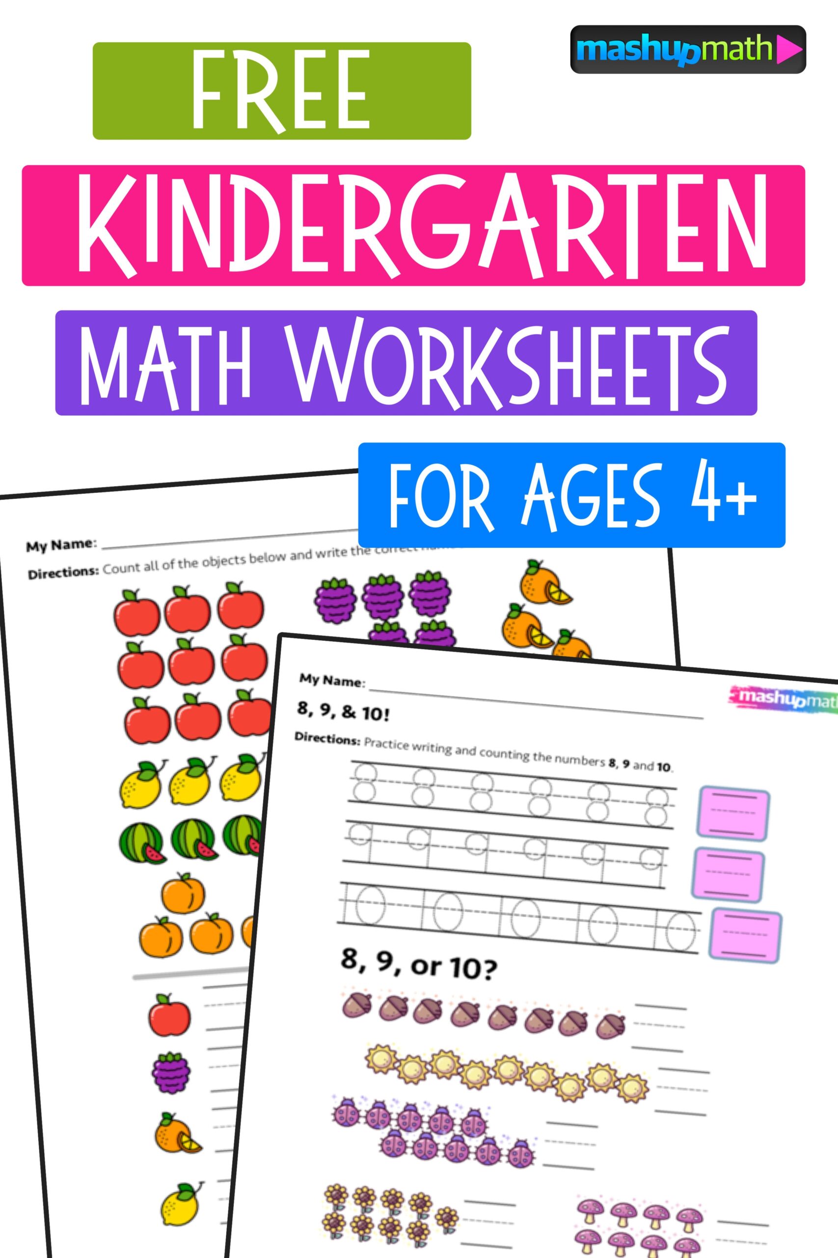 10 Free Kindergarten Math Worksheets PDF Downloads Mashup Math - Math Worksheets For Kindergarten Pdf Free Download