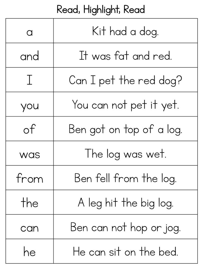 Sight Word Worksheets For Kindergarten