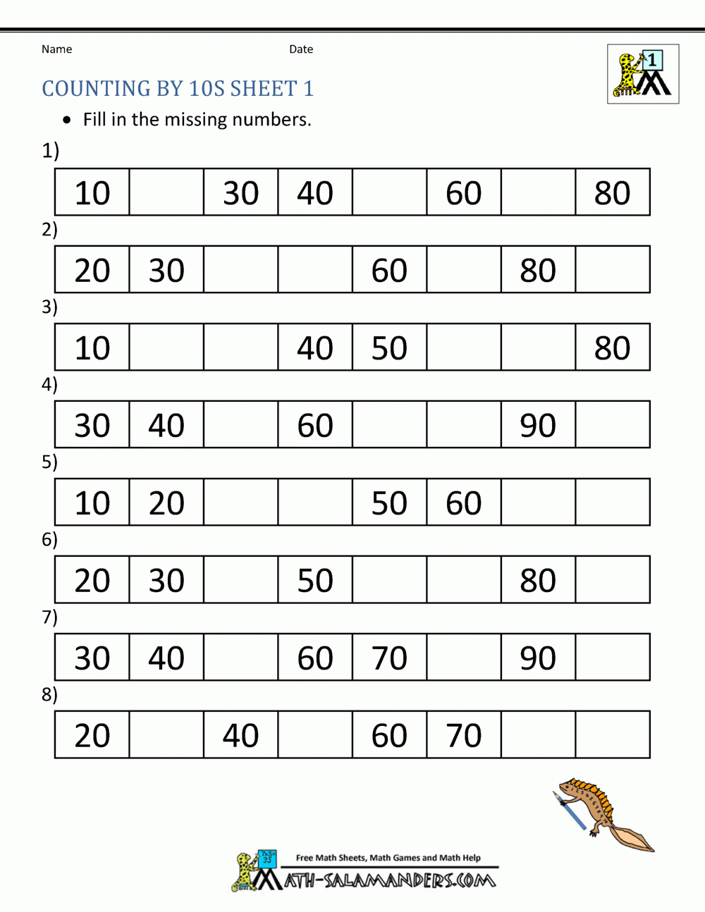 1st Grade Math Worksheets Counting By 1s And 10s - Counting By Tens Worksheets Kindergarten