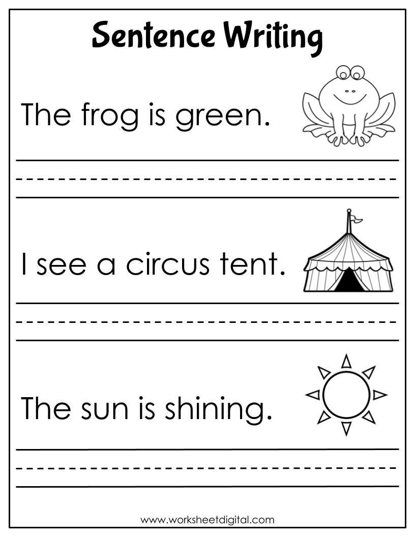 20 Printable Sentence Writing Worksheets Simple Sentences writing Sentences Activity kindergarten 1st 3rd Grade Worksheets ESL Worksheets Etsy - Printable Writing Worksheets For Kindergarten