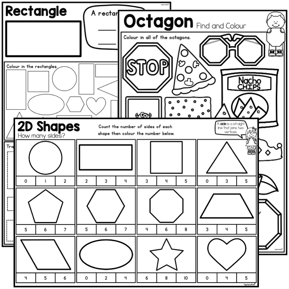 2D Shapes Worksheet PACKAGE Top Teacher - 2D Shapes Worksheets For Kindergarten