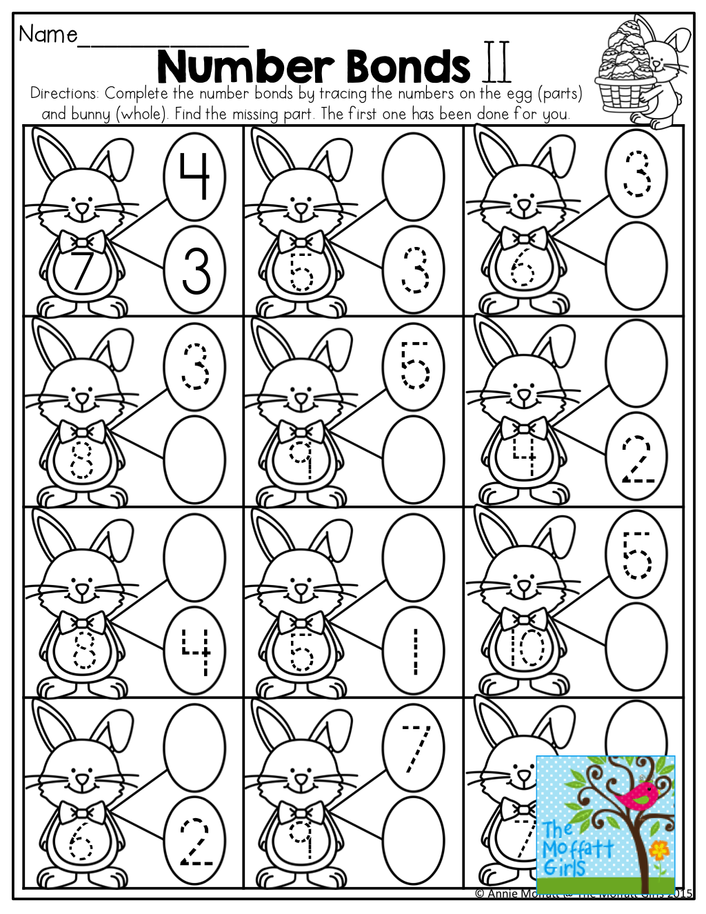 Kindergarten Number Bond Worksheets