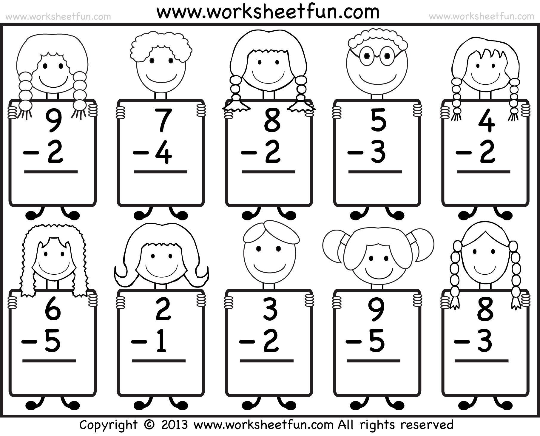 Subtraction Worksheets For Kindergarten 1-20
