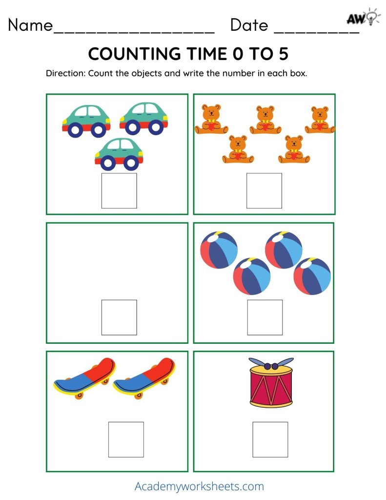 Counting 1 5 Worksheets 1 5 Academy Worksheets - Numbers 0-5 Worksheets For Kindergarten