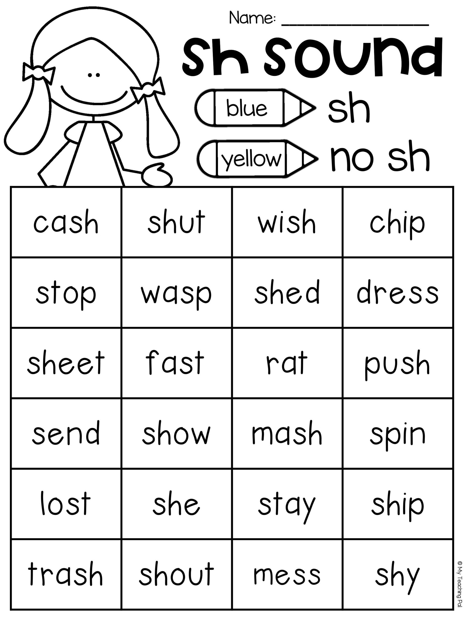 Sh Digraph Worksheets For Kindergarten