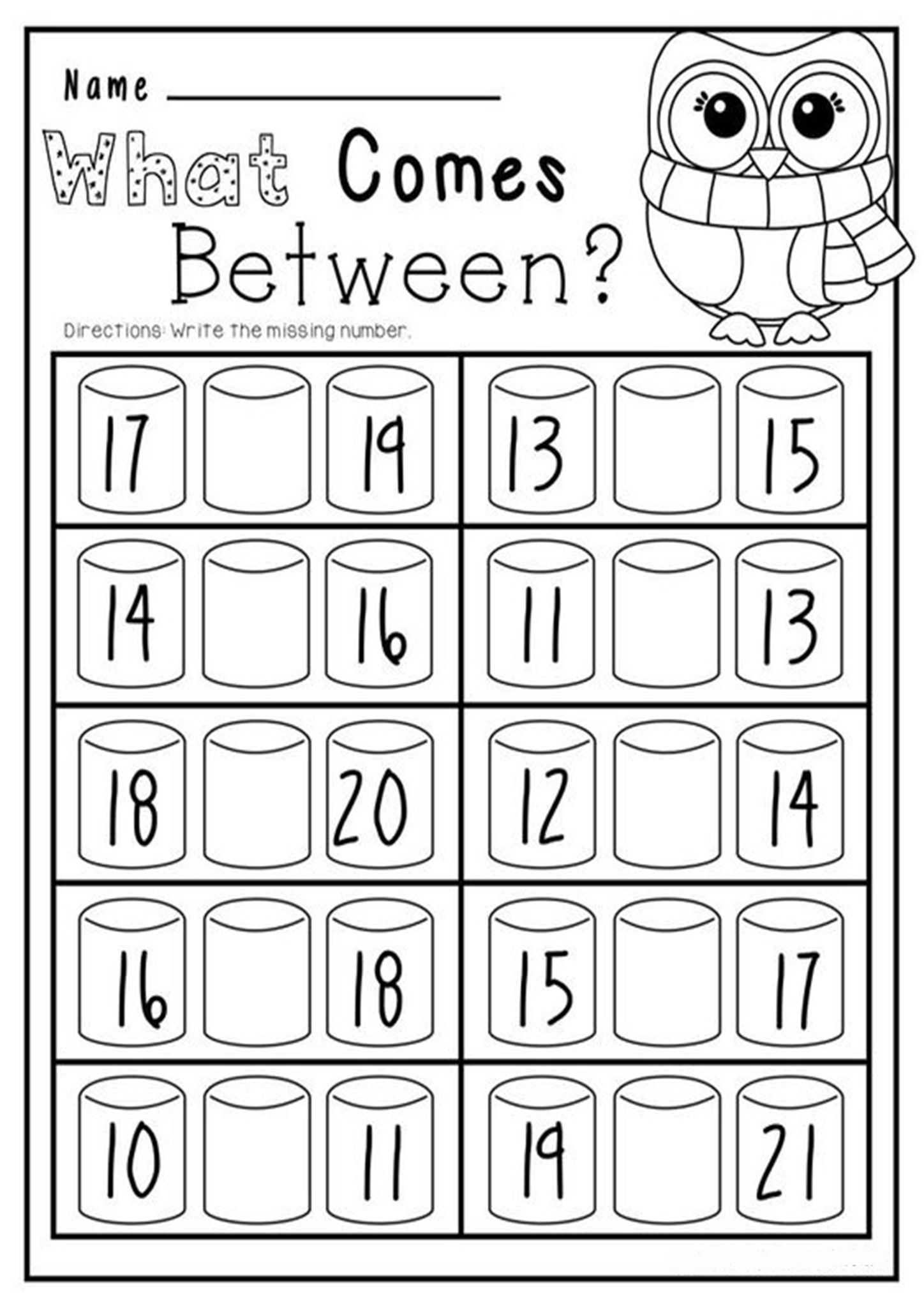 Missing Numbers Worksheets For Kindergarten