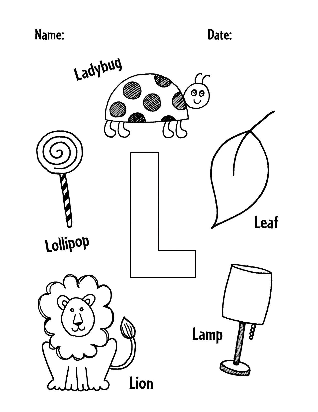 Letter L Coloring Worksheets For Kindergarten Kindergarten Worksheets
