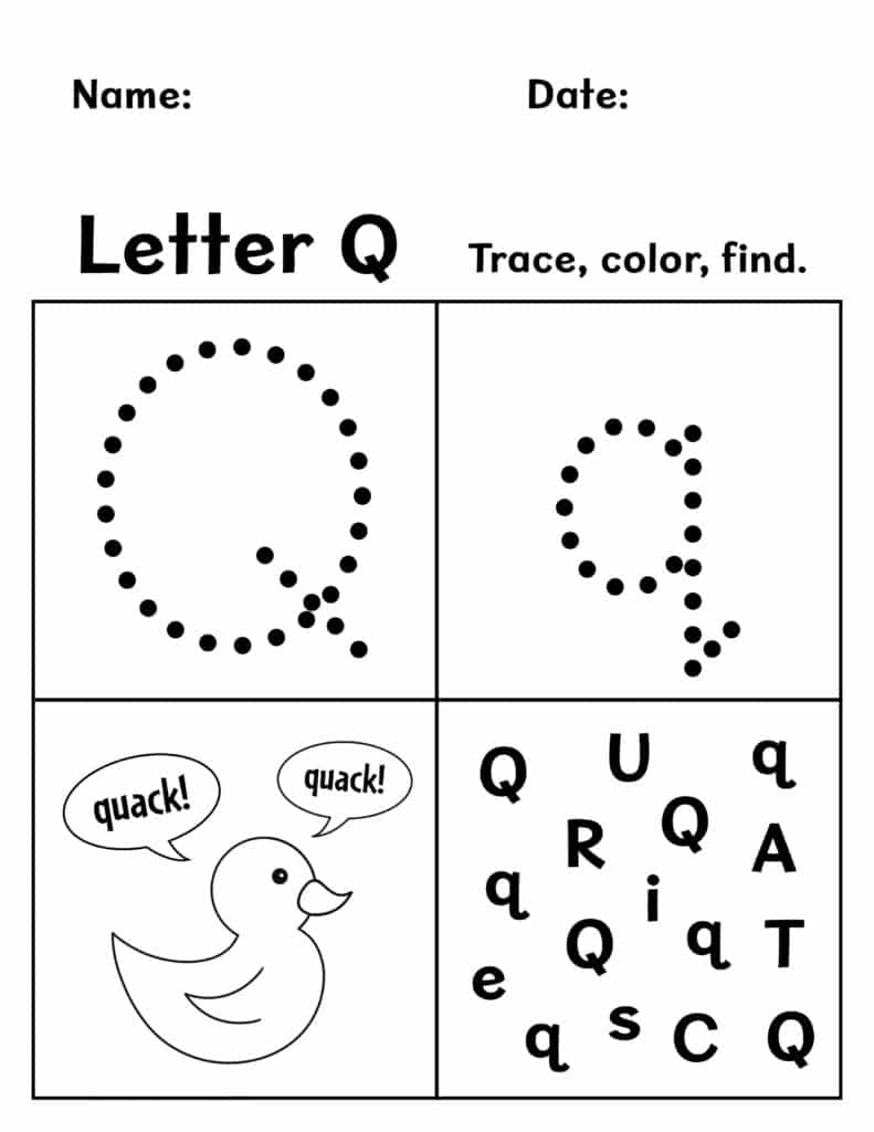 Letter Q Worksheets Kindergarten