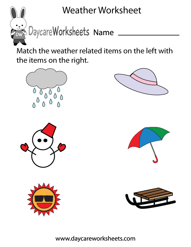 Matching Weather Worksheets For Kindergarten