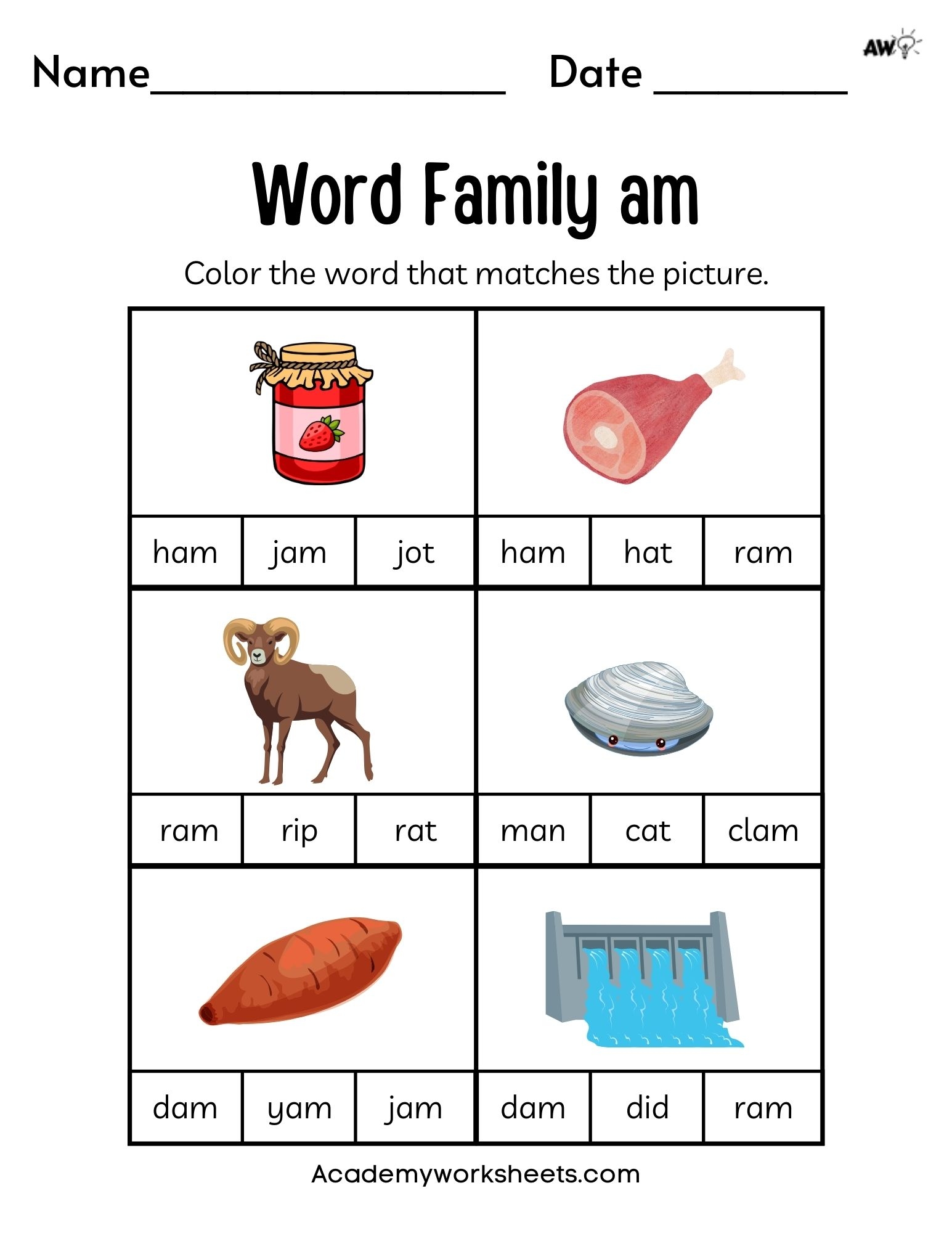 Worksheets For Word Families For Kindergarten