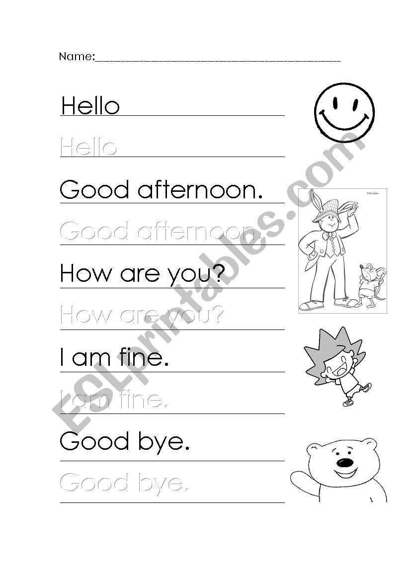 Hello Worksheets For Kindergarten