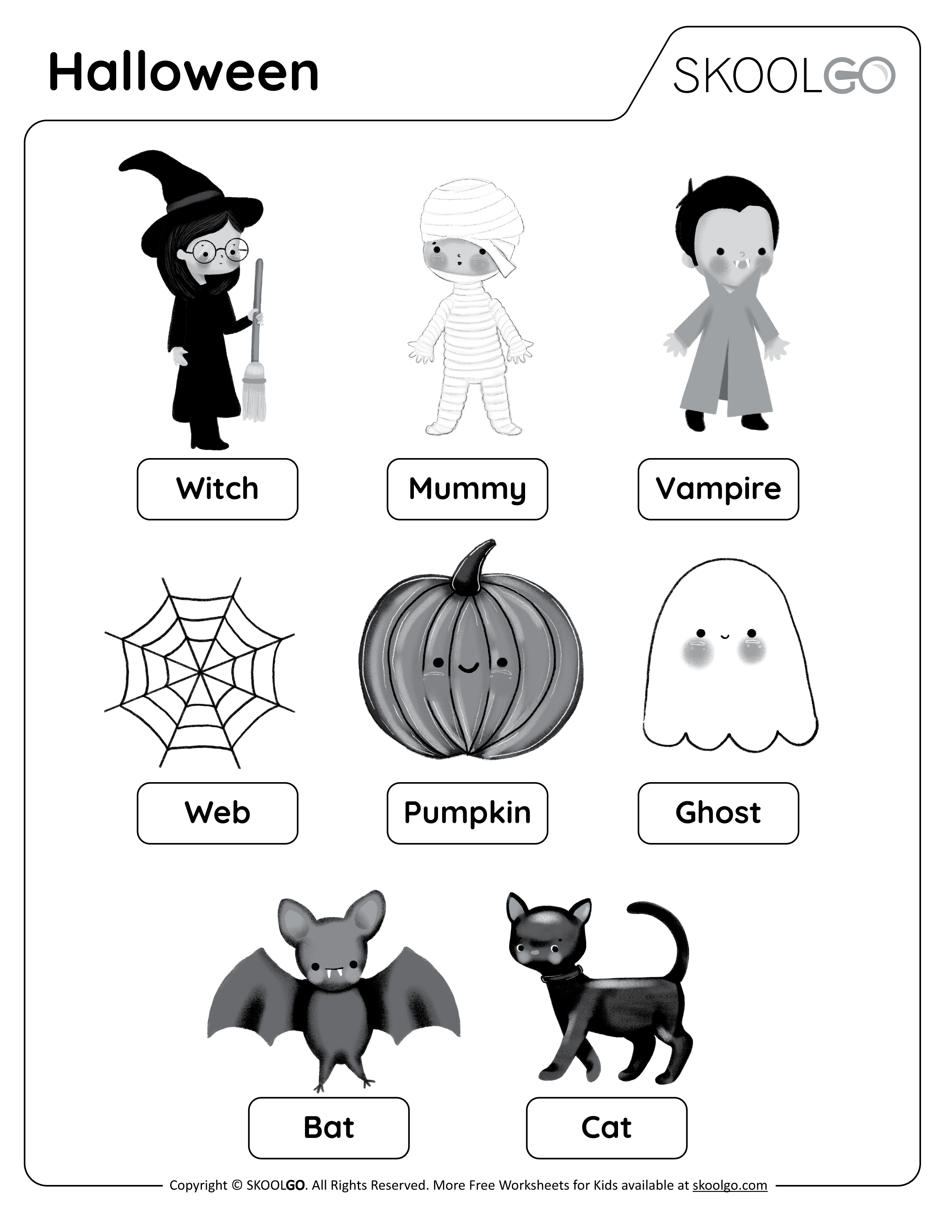 Halloween Free Worksheet SKOOLGO - Kindergarten Halloween Worksheets Free