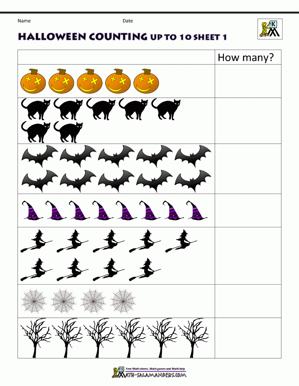 Kindergarten Halloween Worksheets Free