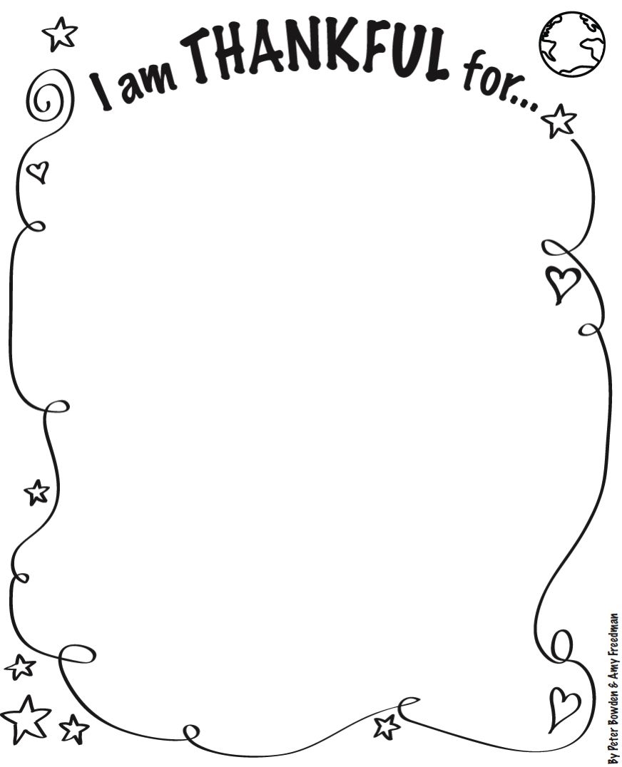 Kindergarten I Am Thankful For Worksheets