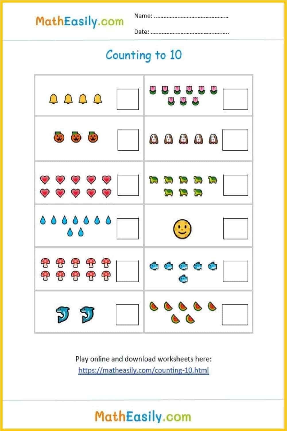 Counting To 10 Worksheets For Kindergarten Kindergarten Worksheets