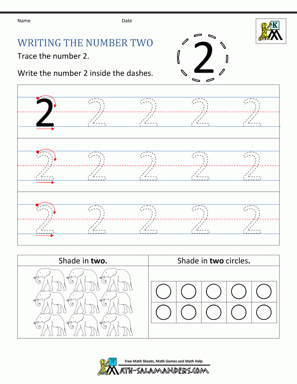 Number Two Worksheets Kindergarten