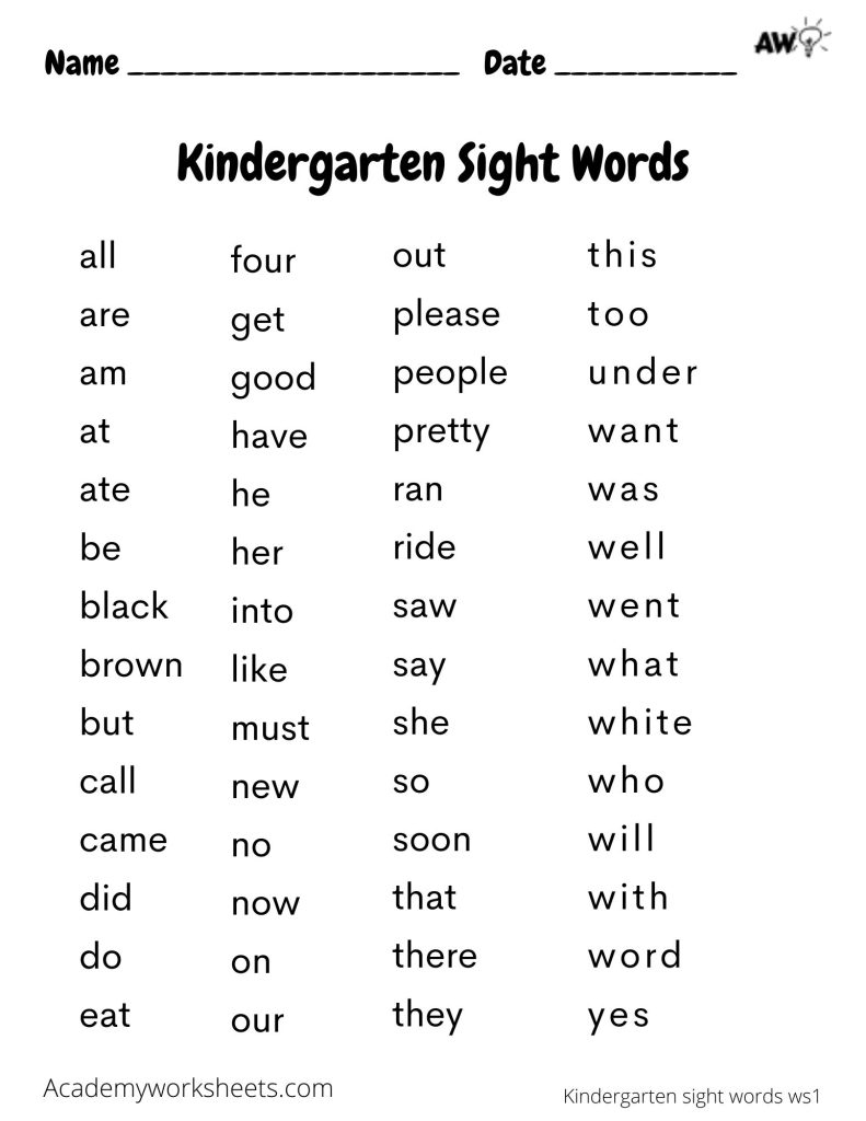Sight worksheets for kindergarten kindergarten worksheets