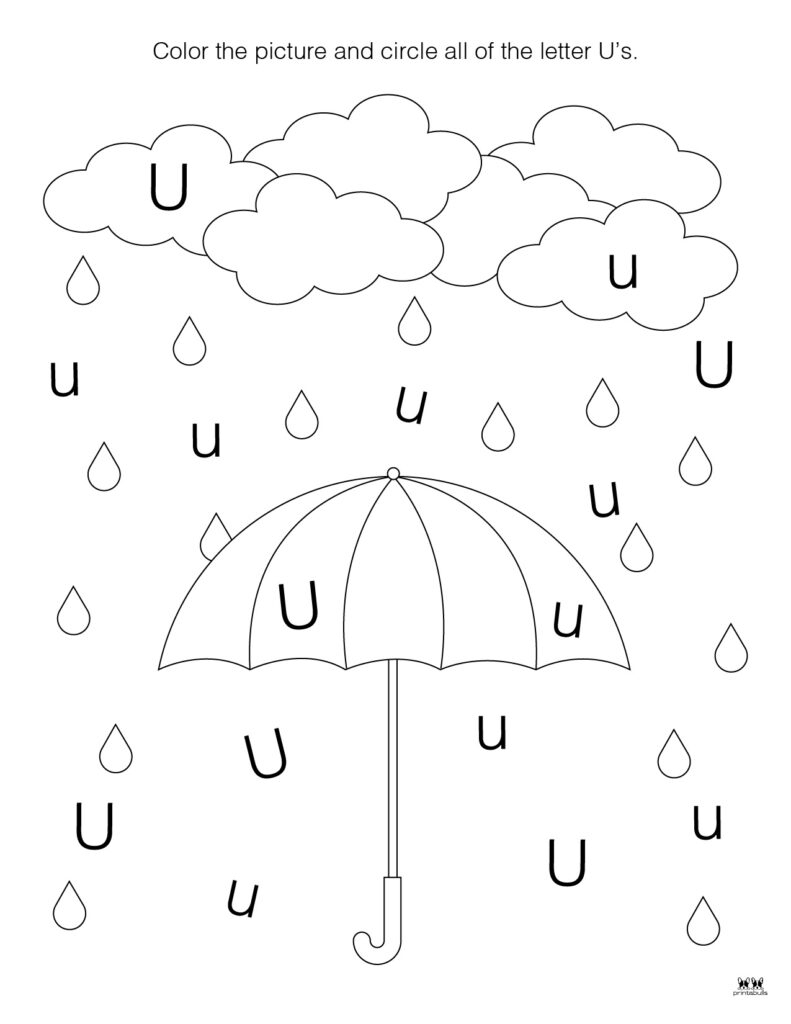 Kindergarten Letter U Worksheets