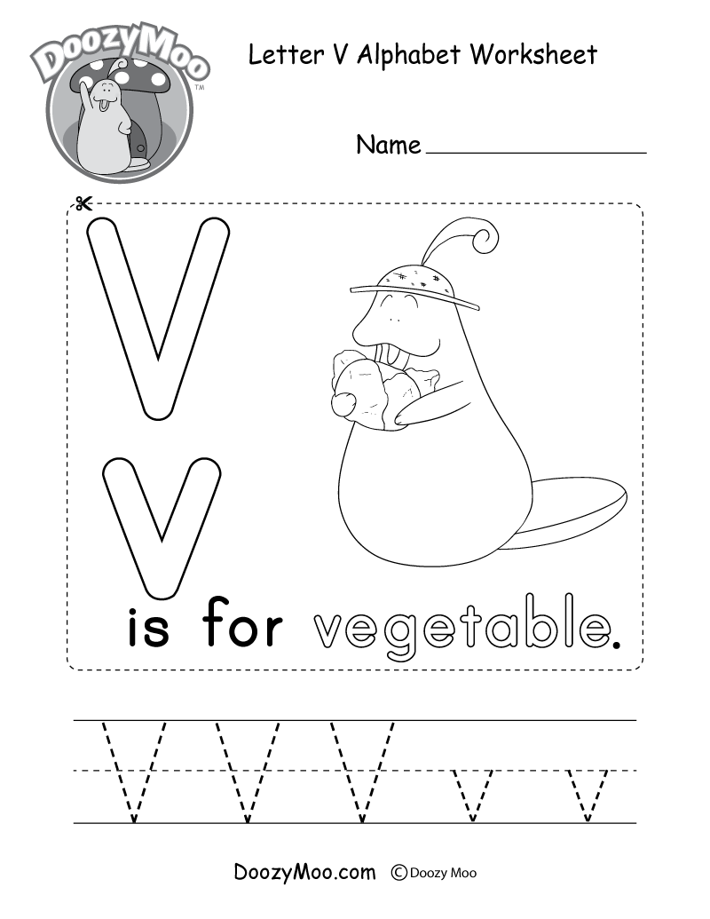 Kindergarten Letter V Worksheets