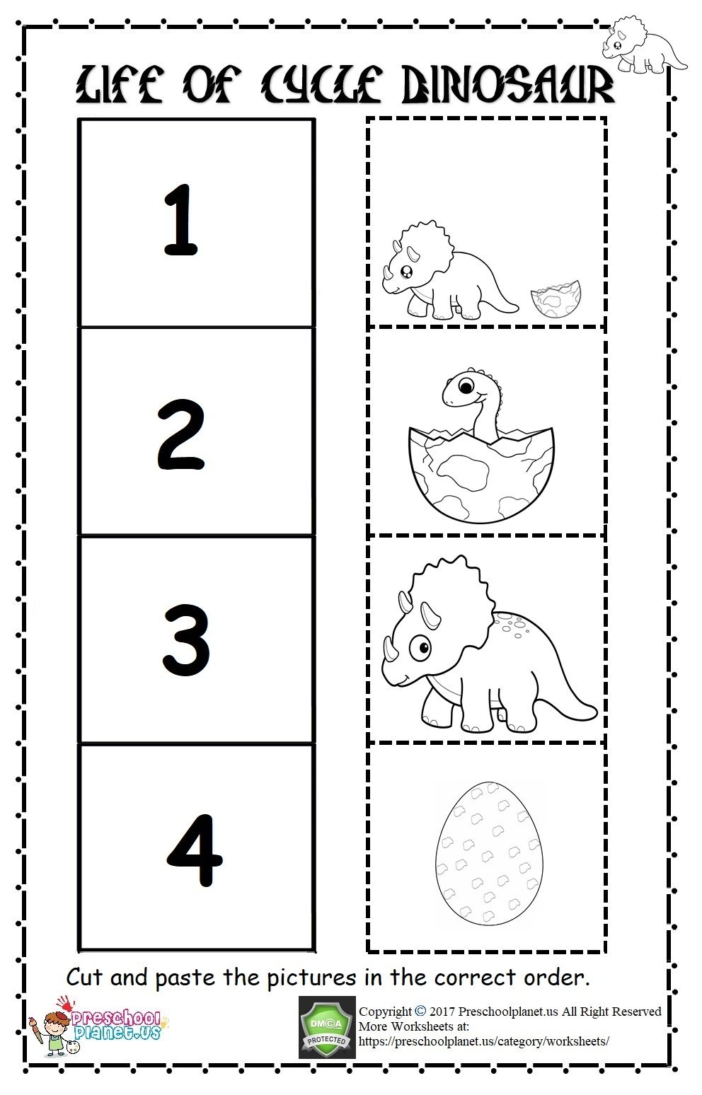 Dinosaur Worksheets For Kindergarten
