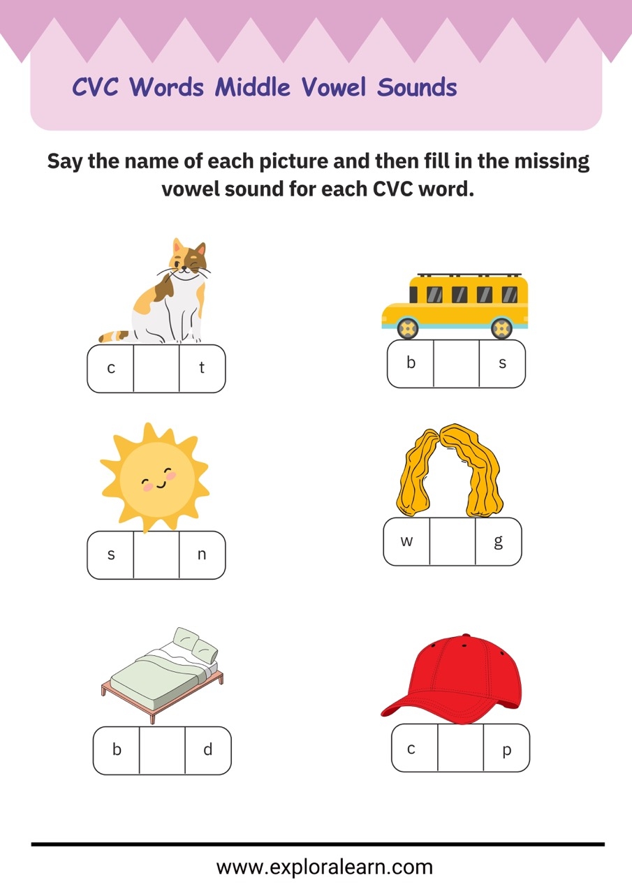 Middle Sound Worksheets And Printables - Kindergarten Middle Sound Worksheets