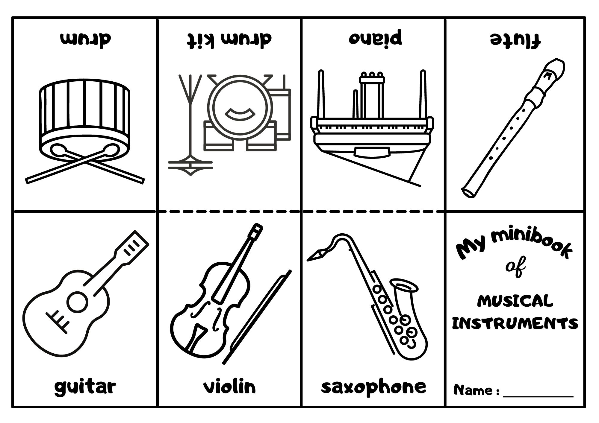 Musical Instruments Mini Coloring Book Ezpzlearn - Colouring Music Worksheets For Kindergarten