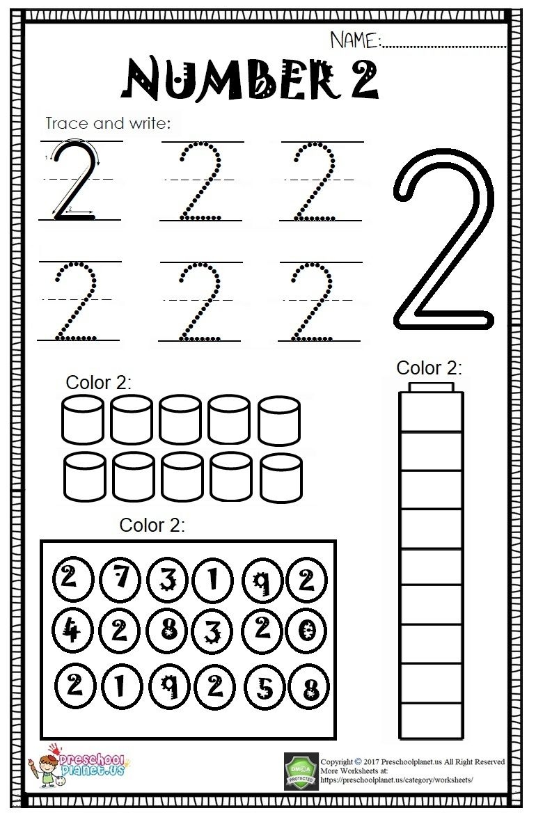 Number 2 Worksheet For Kids